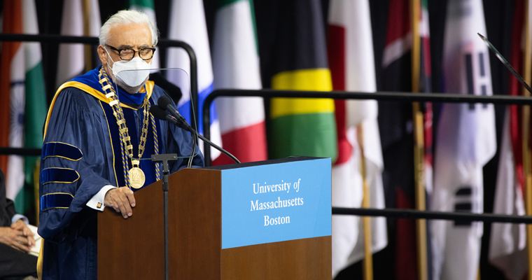 Chancellor speaking at commencement