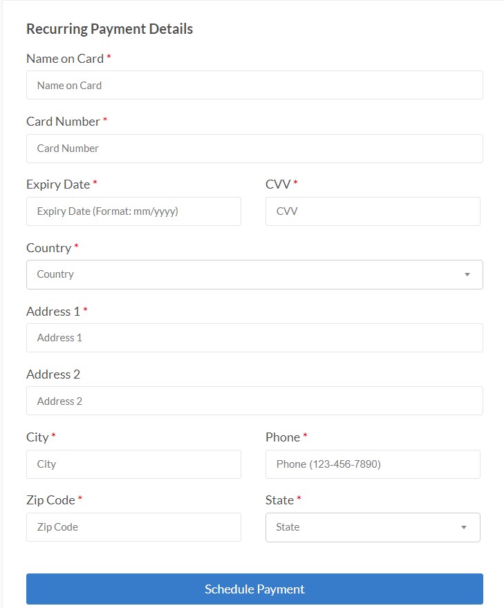 Payee account information for recurring payments