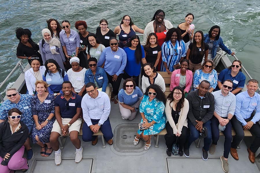 The Clinical Leadership Collaborative for Diversity in Nursing students on a harbor cruise.