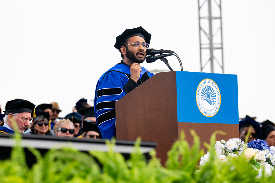 Sachin Gupta, JFK Award WInner, speaks at commencement