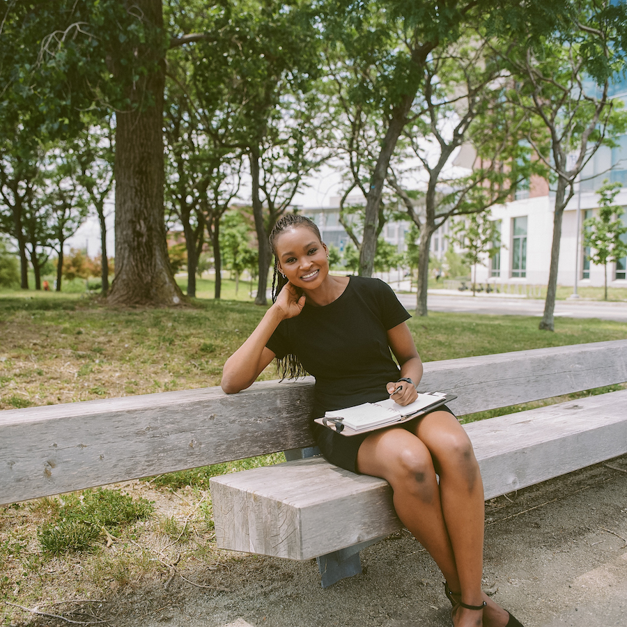 Female student with notebook