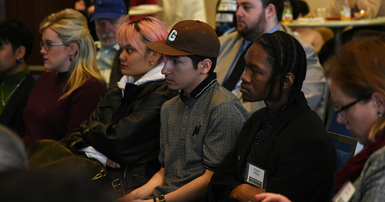 Students in the audience at Fireside Chat