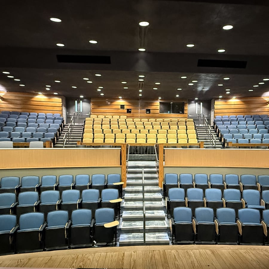 Wheatley Peters Hall Snowden Auditorium view of empty auditorium from stage.
